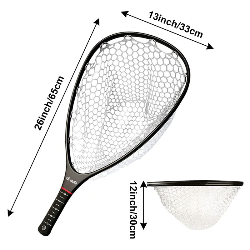 Aventik Fly Floating Fishing Net Carbon Fiber Landing Net Clear Rubber Ghost Net Catch & Release with Magnet Release (Black with Magnet - Image 3